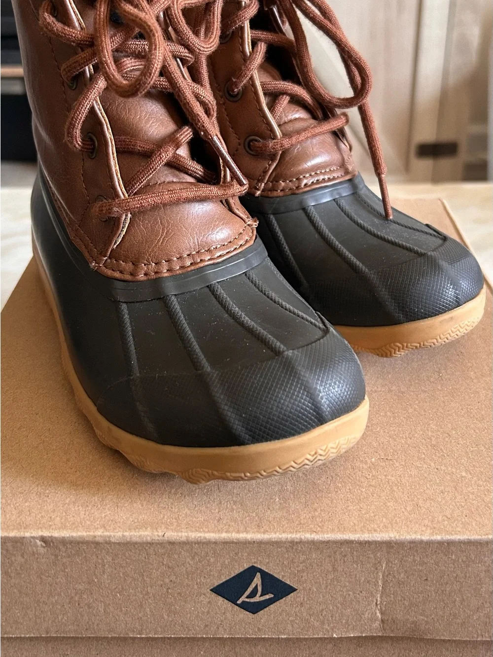 Sperry Kids Boys Weatherproof Port Boots Navy/Tan Sz 13 Classic Preppy Fall